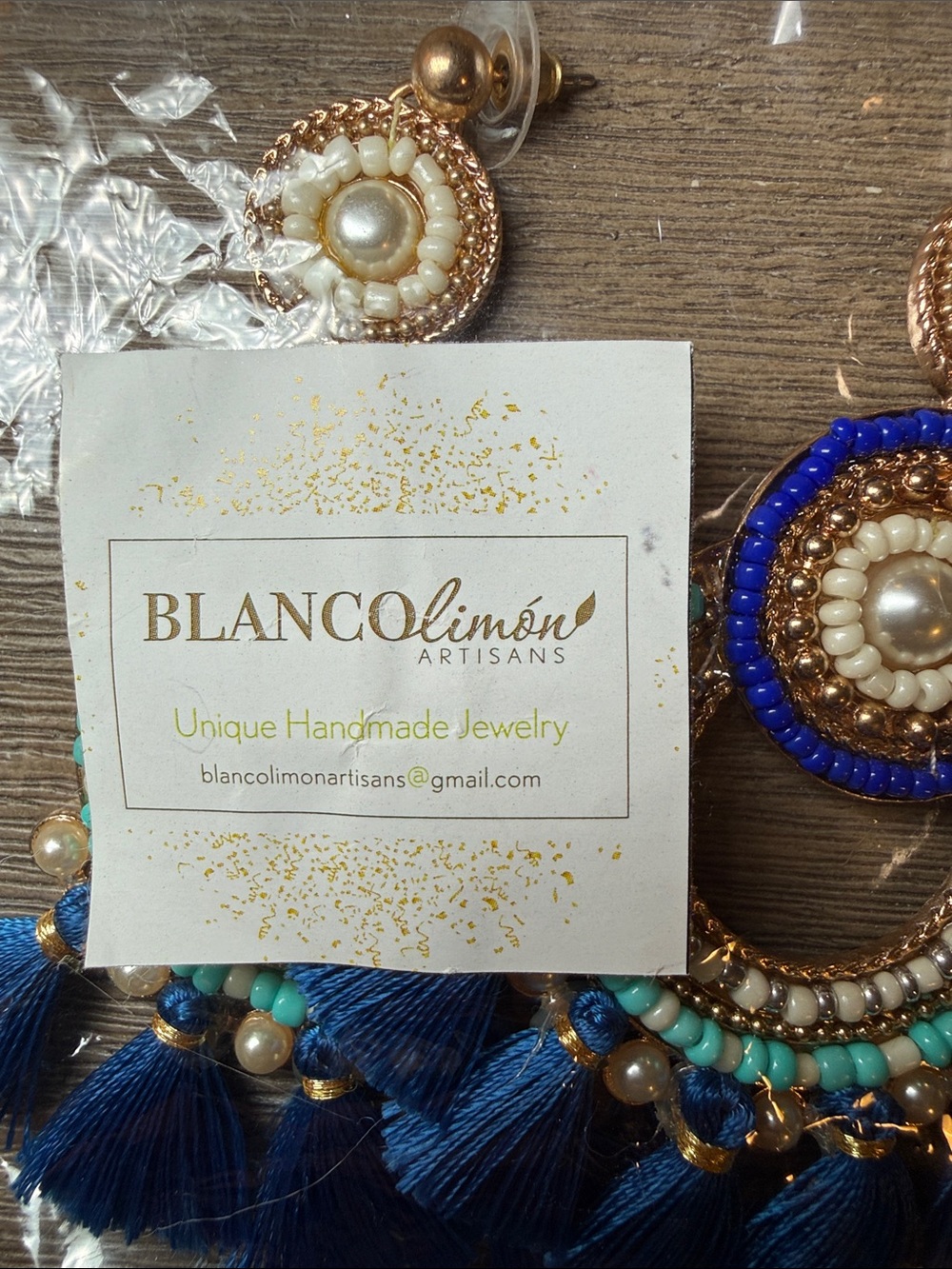 Blanco Limon Blue and Turquoise Beaded Statement Earrings One Size - Picture 7 of 7